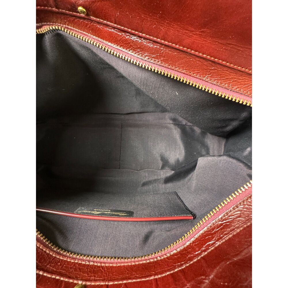 Etienne Aigner Oxblood Leather Lion Head Satchel Bag Vintage 60s 70s Avant Garde - Picture 13 of 14